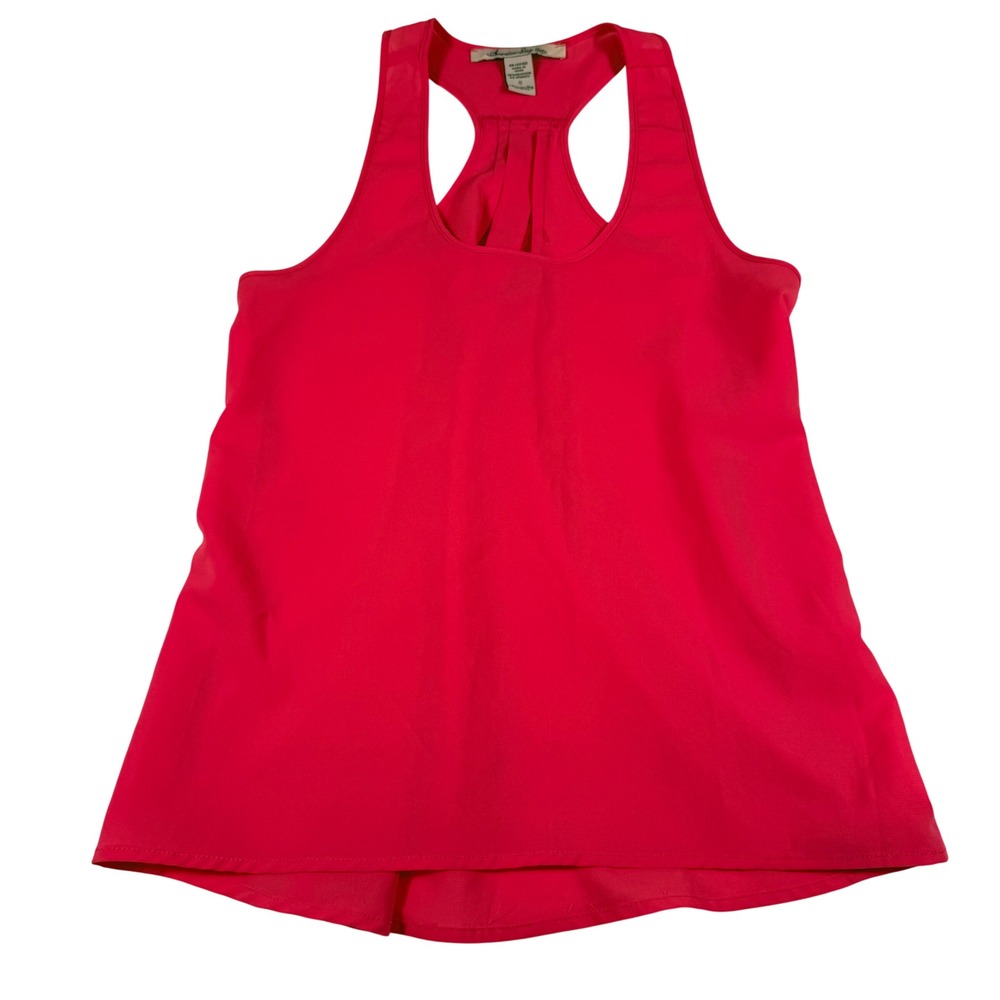 American Rag Racerback Tank Top S Pink‎ Pleated Back Scoop Neck Sleeveless